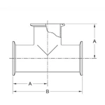 ASME BPE fittings S7MP TEE, CLAMP ENDS