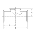 ASME BPE fittings S7MPS TEE, CLAMP ENDS X SHORT CLAMP OUTLET