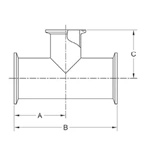 ASME BPE fittings S7RMP REDUCING TEE, CLAMP ENDS