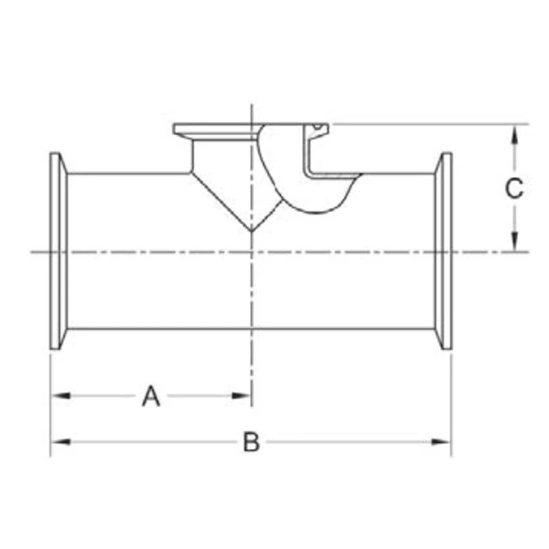 ASME BPE fittings S7RMPS REDUCING TEE, SHORT OUTLET CLAMP ENDS