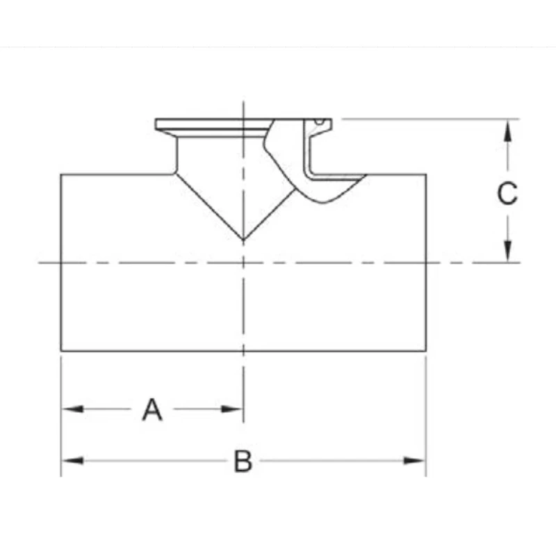 ASME BPE fittings S7RSWWK REDUCING TEE TANGENT WELD ENDS X SHORT CLAMP BRANCH