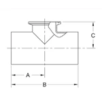 ASME BPE fittings S7RSWWK REDUCING TEE TANGENT WELD ENDS X SHORT CLAMP BRANCH