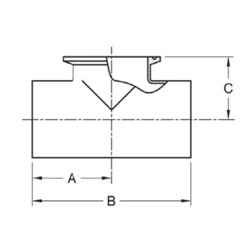 ASME BPE fittings S7SWWK TEE TANGENT WELD ENDS X SHORT CLAMP OUTLET