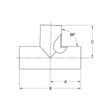 ASME BPE fittings S7WWW88 88 DEGREE TEE, TANGENT WELD ENDS