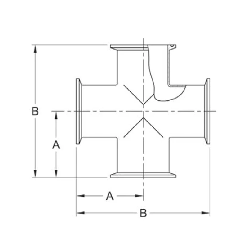 ASME BPE fittings S9MP CROSS, CLAMP ENDS