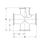 ASME BPE fittings S9MP CROSS, CLAMP ENDS