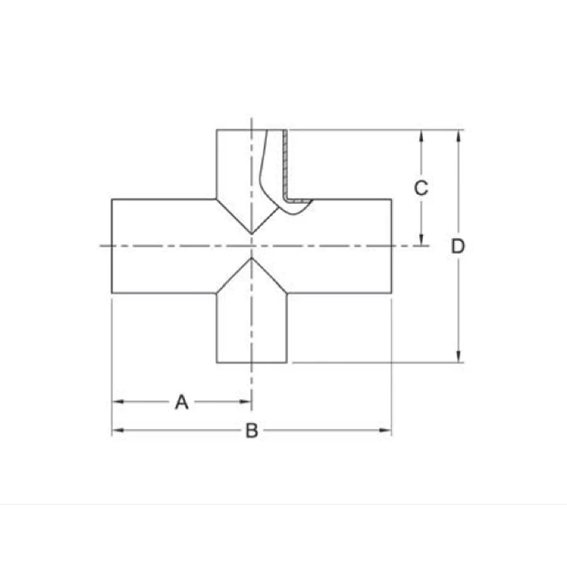 ASME BPE fittings S9RWWWW REDUCING CROSS, TANGENT WELD ENDS