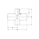 ASME BPE fittings S9RWWWW REDUCING CROSS, TANGENT WELD ENDS