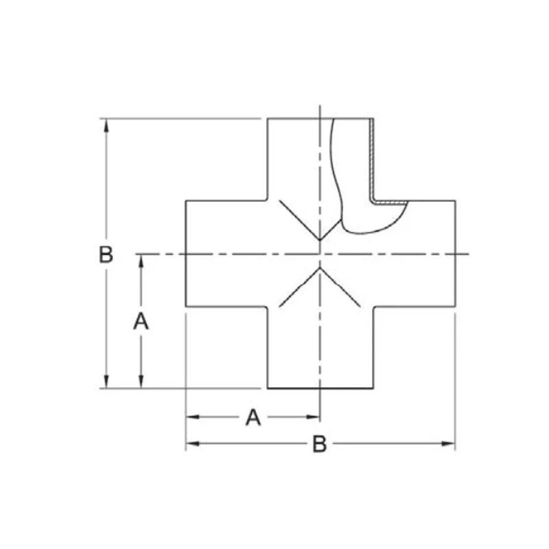 ASME BPE fittings S9WWWW CROSS, TANGENT WELD ENDS