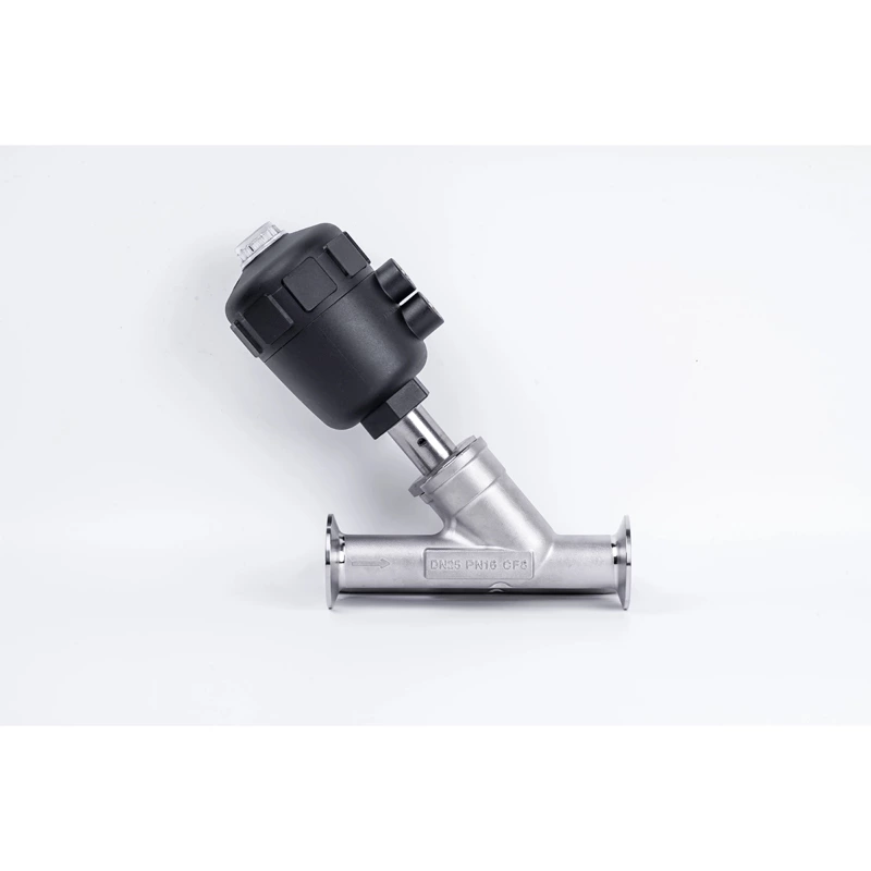 pneumatic end clamp angle seat valves