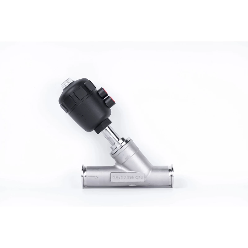 pneumatic end clamp angle seat valves